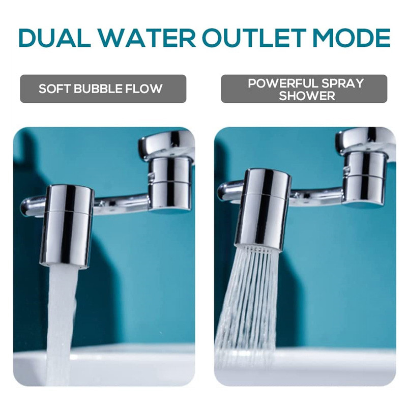 Universalus 1080° pasukamas U formos robotinis maišytuvas, aeratoriaus ilgintuvas virtuvės praustuvo čiaupo purslų filtro burbuliavimo antgalis