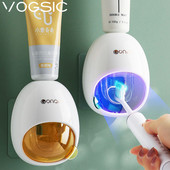 VOGSIC Напълно автоматична изстисквачка за паста за зъби Държач за четка за зъби Дозатор за паста за зъби за деца Органайзер Аксесоари за баня