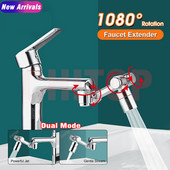 Нов въртящ се на 1080 градуса удължител за кран, пръскачка, универсален кран за баня, удължен адаптер, аератор, 2 режима, удължител за кран