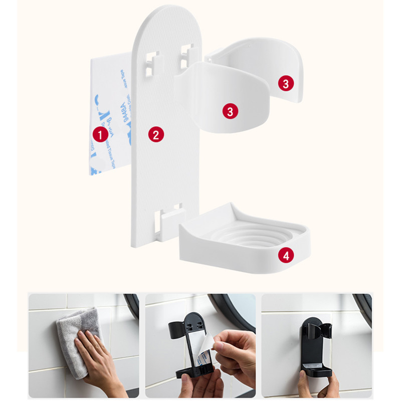 Електрическа самобръсначка Бръснач Стенен държач Без следа Стойка за четка за зъби Поставка Спестяващ място Държач за съхранение Аксесоари за баня