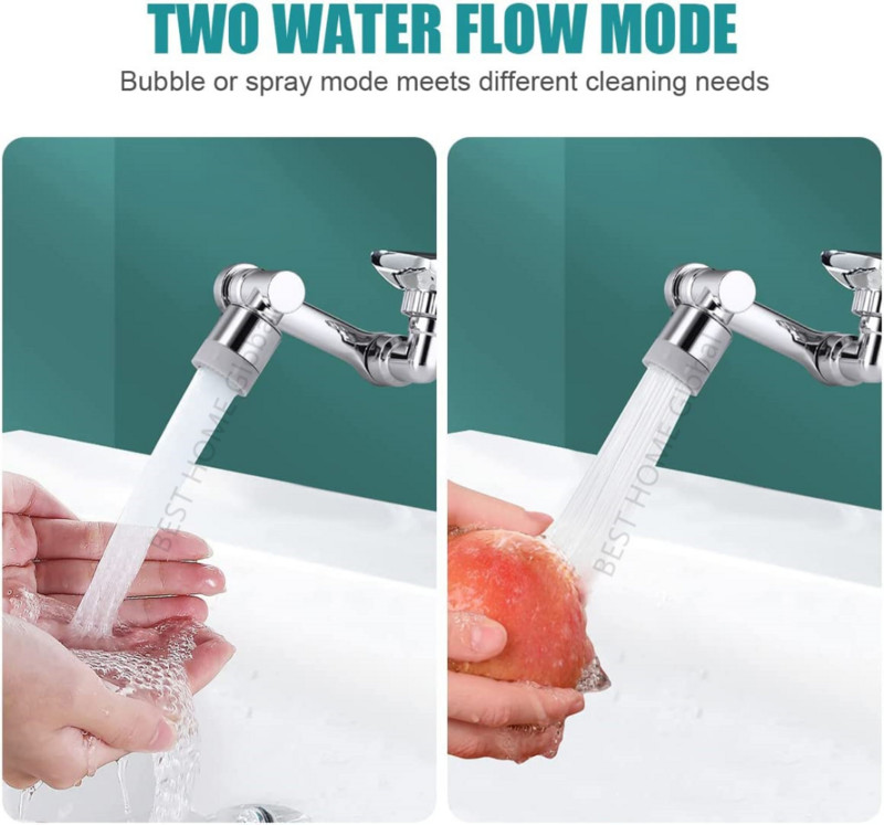 99% Универсален 1080° въртящ се удължителен кран Аератор Пластмасов за кухненски и баниски умивалник Кранове с роботизирана ръка Барботираща дюза