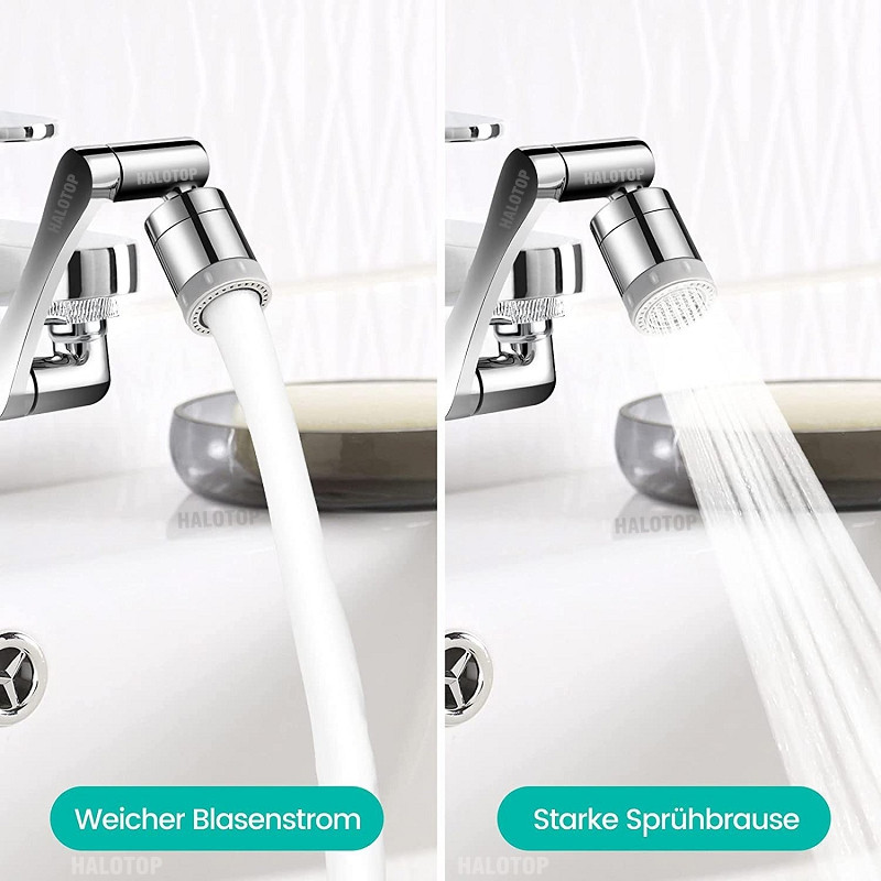 Гъвкав въртящ се на 1080 градуса аератор Кран с роботизирана ръка Аератор Защитен от пръски кран за мивка Дюза Аксесоари за кухненска мивка