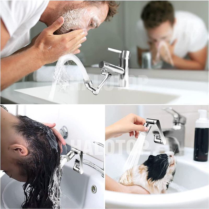 Гъвкав въртящ се на 1080 градуса аератор Кран с роботизирана ръка Аератор Защитен от пръски кран за мивка Дюза Аксесоари за кухненска мивка