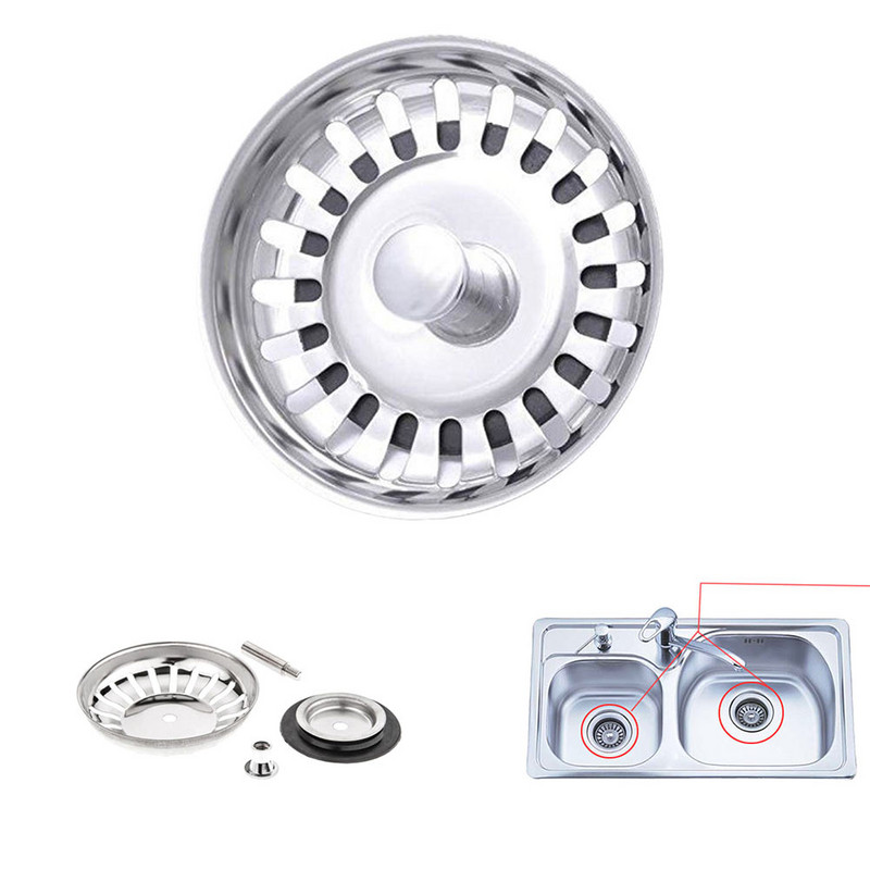 Запушалка за цедка за кухненска мивка Запушалка за отпадъци от неръждаема стомана Филтър за мивка Уловител за косми за баня Оттоци Цедки Кухненски аксесоари