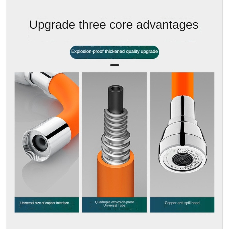 Нов 3-режимен универсален удължител за кран за кухненска мивка Гъвкав маркуч без огъване на 360° Адаптер за удължителна тръба за кран за вода