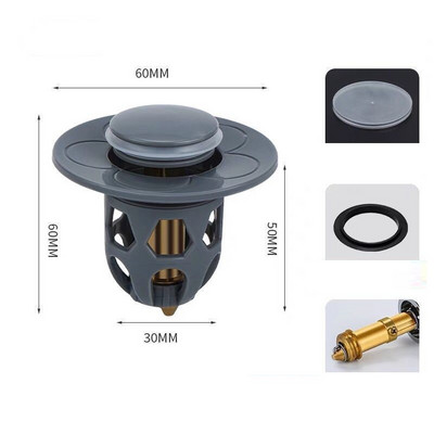 Универсална мивка от неръждаема стомана Изскачащо изскачащо ядро за мивка Дренажен филтър Коса Цедка за мивка Запушалка за вана Инструмент за баня