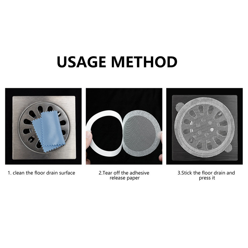 50 бр. Кръгъл стикер за подов дренаж за еднократна употреба Душ за баня Душ за къпане Стопери за коса Уловители Мрежа Аксесоари за домашни консумативи
