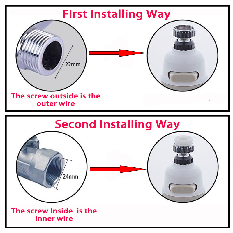 Удължител за кухненски кран с високо налягане Въртящ се кран Аератор Водоспестяващ кран Адаптер за дюза Аксесоари за мивка в банята