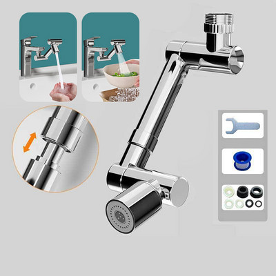 Alloy Universal 1440° Rotation jaucējkrāns Aerators Retracta Robotical Arm Grozāmais jaucējkrāns pagarinājums Virtuves piederumu jaucējkrāns Extender2Flow