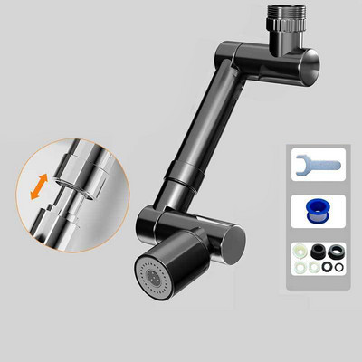 Alloy Universal 1440° Rotation jaucējkrāns Aerators Retracta Robotical Arm Grozāmais jaucējkrāns pagarinājums Virtuves piederumu jaucējkrāns Extender2Flow