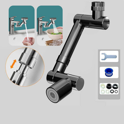 Alloy Universal 1440° Rotation jaucējkrāns Aerators Retracta Robotical Arm Grozāmais jaucējkrāns pagarinājums Virtuves piederumu jaucējkrāns Extender2Flow