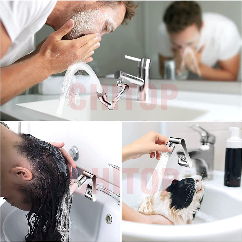 Универсален 1080° въртящ се удължителен кран Аератор Пластмасов кран Филтър за пръскане Кухненски кран за мивка Барботираща дюза Роботизирана ръка