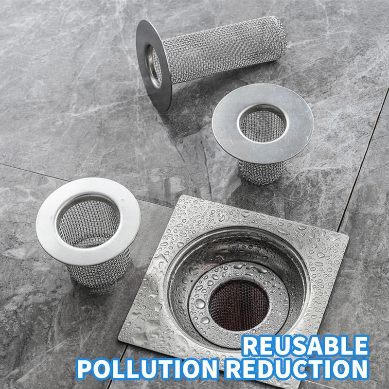 Филтър за оттичане на пода Многофункционален стоманен мрежест филтър за кошница Сифон за коса Баня Кухненска мивка Анти-запушване Цедка за шлака