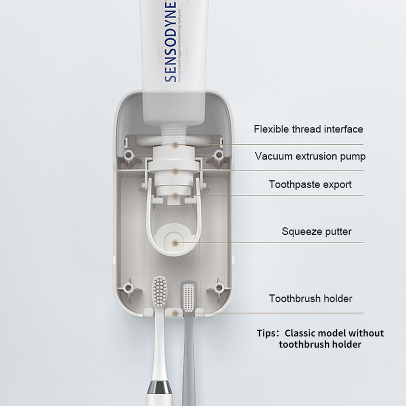Магнитен стенен държач за четка за зъби, автоматичен дозатор за паста за зъби, място за съхранение на четка за зъби, аксесоари за баня