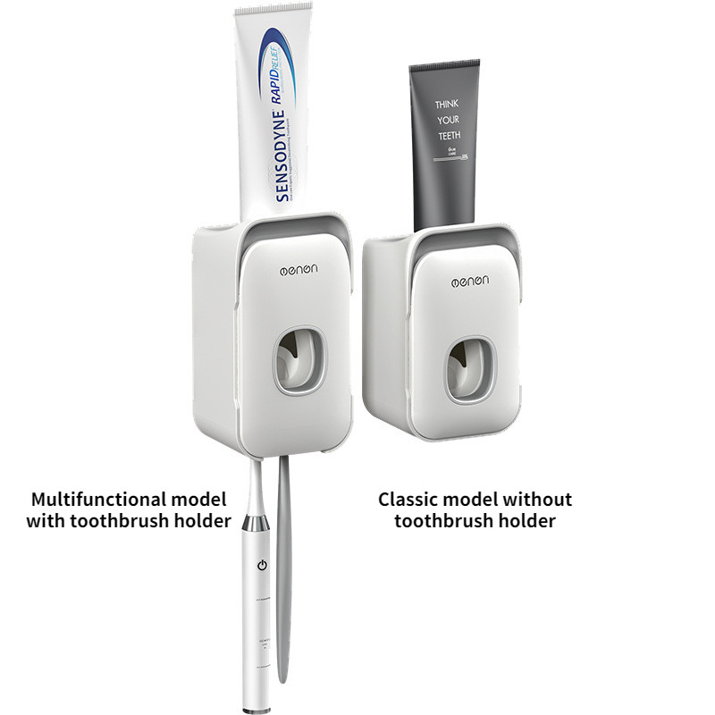 Магнитен стенен държач за четка за зъби, автоматичен дозатор за паста за зъби, място за съхранение на четка за зъби, аксесоари за баня