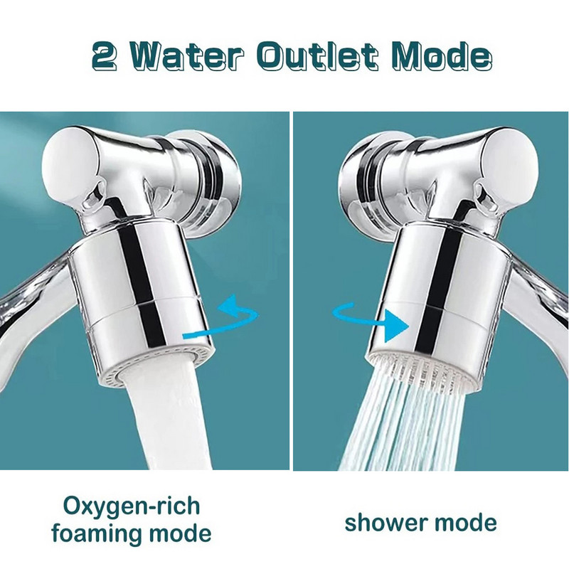 Rotacija od 1080°, nastavak za slavinu, univerzalni perlator vode za sudoper, 2 načina rada, produžetak filtra za prskanje, kupaonica, kuhinjska slavina, adapter za uštedu vode