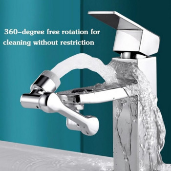 Универсален удължител на въртене на 1080° Кран Аератор Пластмасов кран Филтър за пръски Кухненски кранове за мивка Барботираща дюза Роботизирана ръка