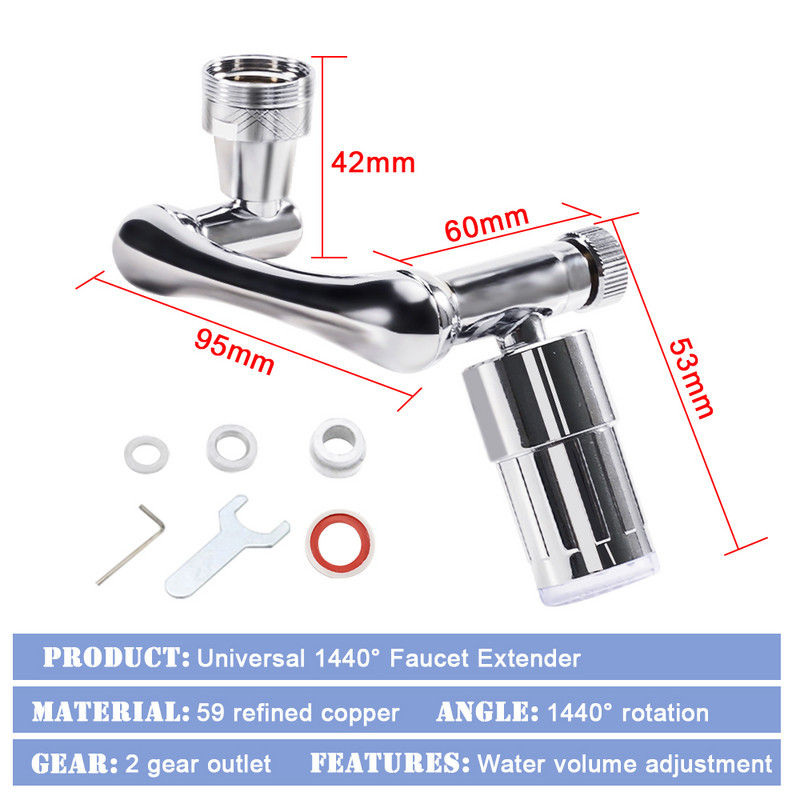 LED rotacija od 1440°, produžni nastavak za slavinu, metalni bakar, temperaturno osjetljiva slavina u 3 boje, univerzalni priključak za kuhinju i kupaonicu