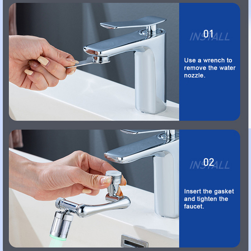 LED rotacija od 1440°, produžni nastavak za slavinu, metalni bakar, temperaturno osjetljiva slavina u 3 boje, univerzalni priključak za kuhinju i kupaonicu