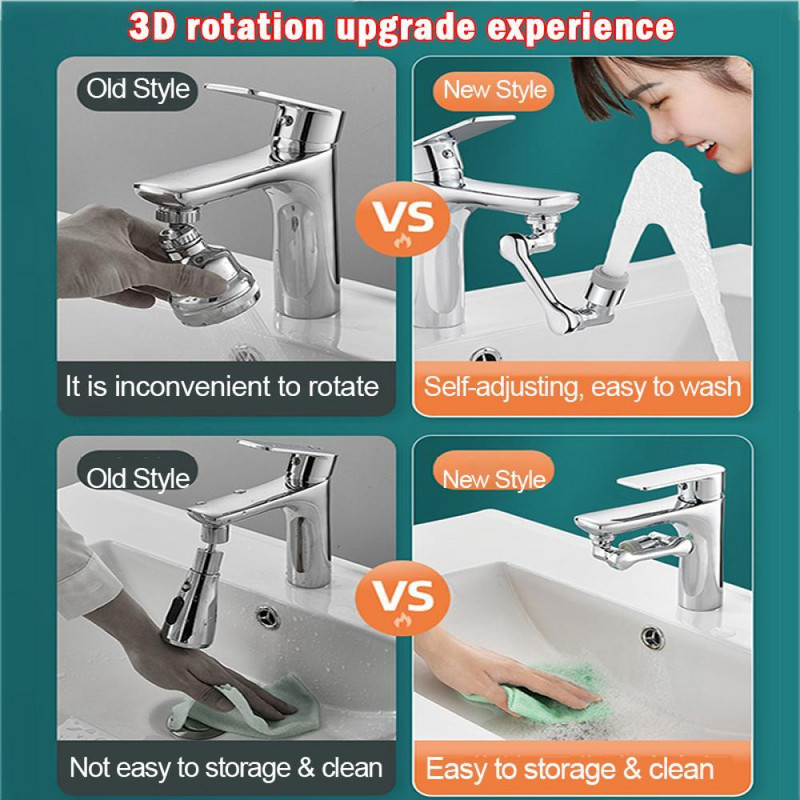 Rotacija 720°/1080° Produžetak slavine Plastična robotska ruka Filter za prskanje Slavina Perlator Mlaznica za kuhinjsku slavinu Glava za raspršivanje za uštedu vode