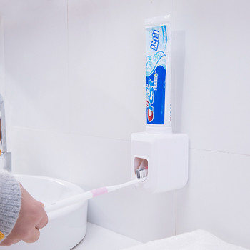 luluhut Автоматичен дозатор за паста за зъби Стенна изстисквачка за паста за зъби Поставка за стенен монтаж на паста за зъби Поставка за паста за зъби за баня