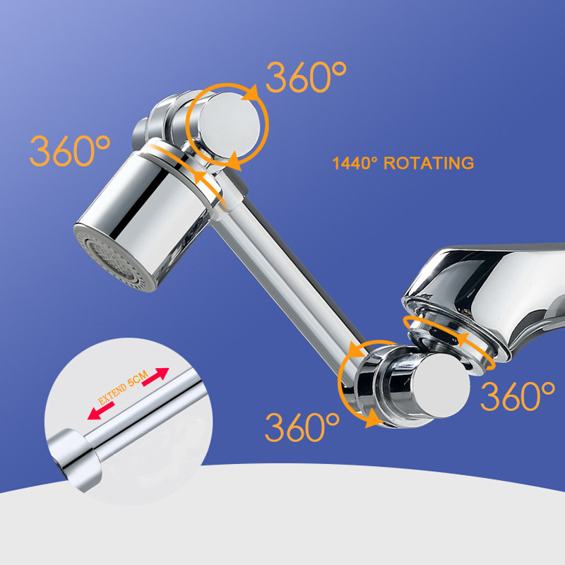 Višenamjenski 1440°/1080° rotirajući produžni produžetak za kuhinjsku slavinu, umivaonik, filtar otporan na prskanje vode iz slavine s dva izlazna načina
