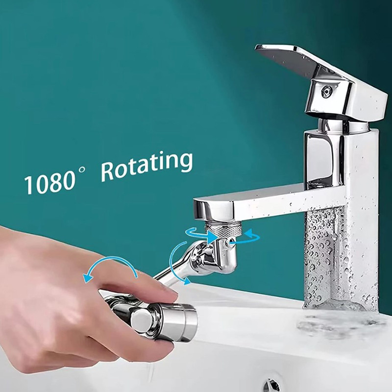 Univerzalna slavina s produžetkom rotacije 1080° Perlator ABS plastika Filter za prskanje Kuhinjske slavine za umivaonik Mlaznica za mjehuriće Robotska ruka