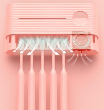 UVC ултравиолетова стерилизация Държач за четка за зъби, изсушен на въздух, Дозатор за паста за зъби Поставка, монтиран на стена Аксесоари за баня