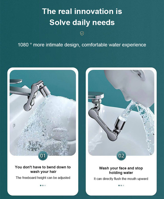 Univerzalna rotacija od 1080°, nastavak za slavinu, glava za prskanje Filter protiv prskanja, plastična kuhinjska slavina, raspršivač za uštedu vode