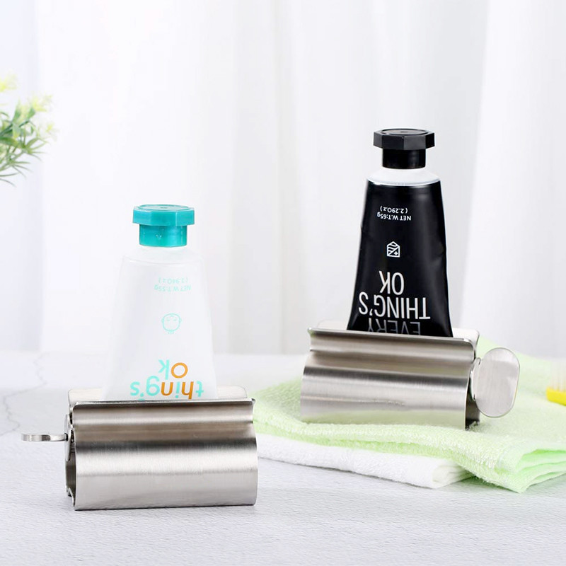 Komplet kupaonskog pribora Cijev za cijeđenje paste za zube od nehrđajućeg čelika Dozator paste za zube Stalak za pohranu kozmetike