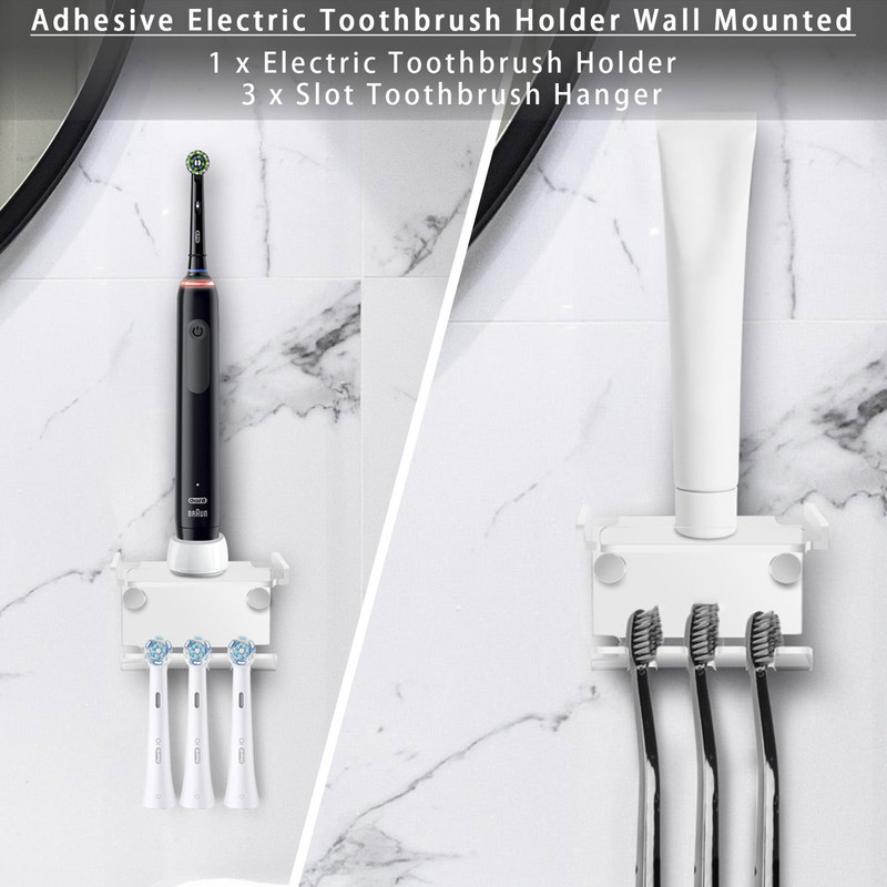 Elektrinio dantų šepetėlio laikiklio stovas Akrilinis dantų šepetėlio galvutės stovas Daugiafunkcis sieninis laikiklis, erdvę taupantis elektrinis dantų šepetėlis