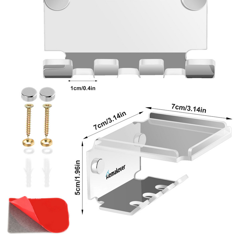 Elektrinio dantų šepetėlio laikiklio stovas Akrilinis dantų šepetėlio galvutės stovas Daugiafunkcis sieninis laikiklis, erdvę taupantis elektrinis dantų šepetėlis