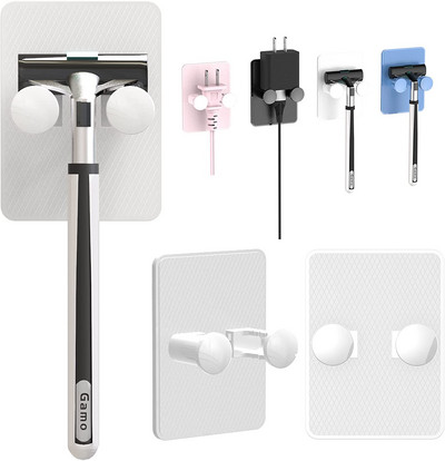 Držač za brijanje za tuš, samoljepljive podesive kuke, vodootporni držač za brijač za kupaonicu u kuhinji - 2 paketa (roza)
