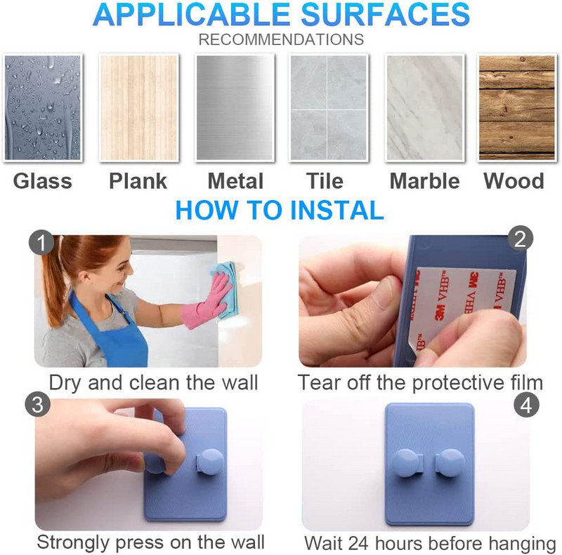 Držač za brijanje za tuš, samoljepljive podesive kuke, vodootporni držač za brijač za kupaonicu u kuhinji - 2 paketa (roza)