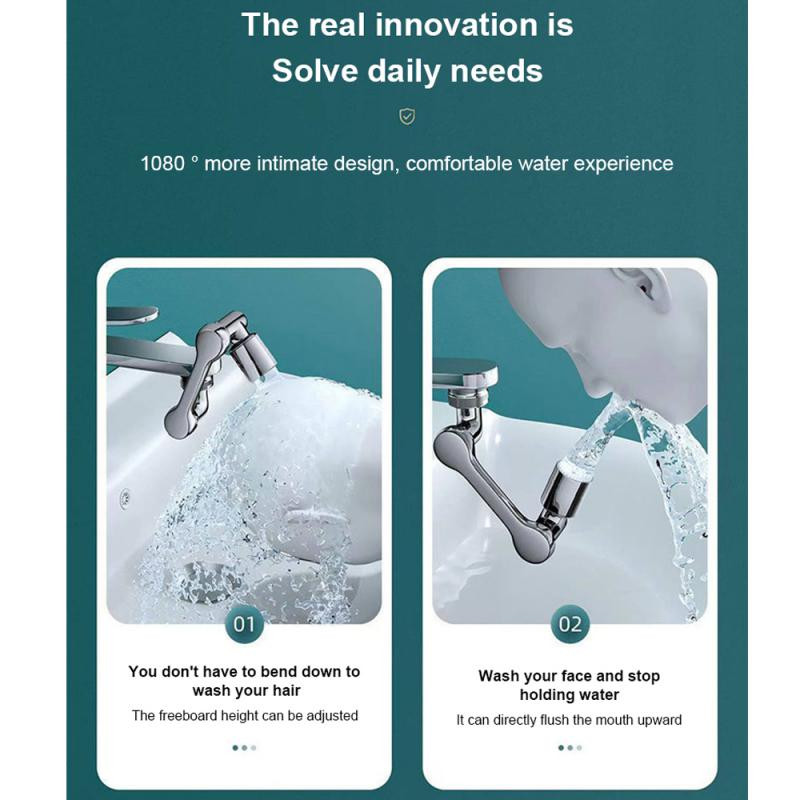 Nova univerzalna slavina s produžetkom rotacije od 1080°, perlator, plastični filter za prskanje, slavine za kuhinjski umivaonik, mlaznica za mjehuriće, robotska ruka