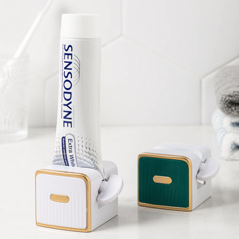 Нов автоматичен дозатор за паста за зъби Стенна закачалка Мързелива изцеждаща ролка Поставка за четка за зъби за почистващ препарат за лице Аксесоари за баня