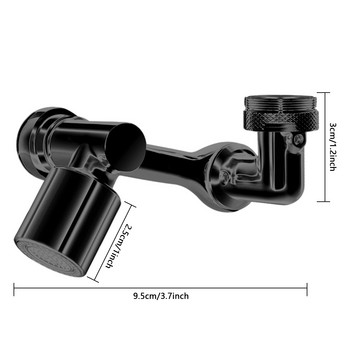 Черен универсален кран за филтър за пръски Завъртане на изхода за вода 1080 градуса Мивка за баня Удължаване Удължител Кухненски аксесоари