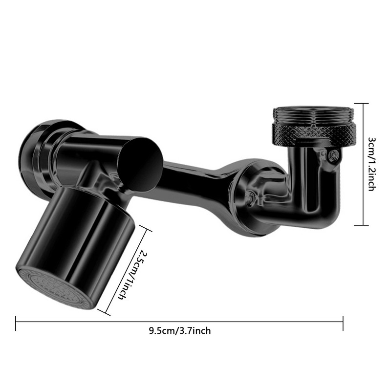 Juodas universalus purslų filtro maišytuvas, pasukamas vandens išleidimo anga 1080 laipsnių Vonios kambario praustuvas prailginamas prailgintuvas virtuvės priedai