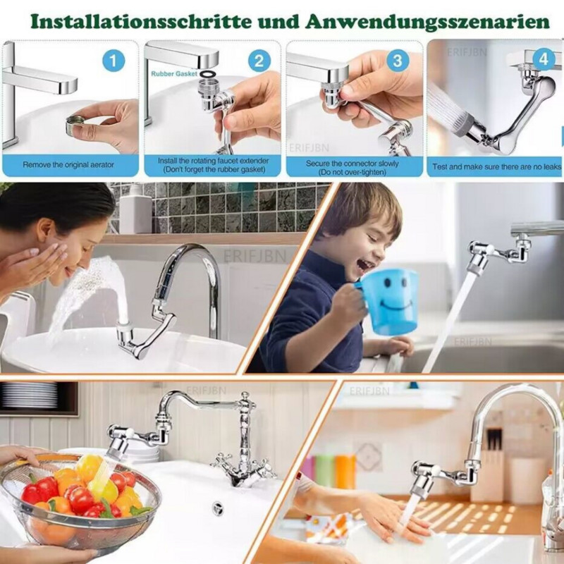 Bakrena slavina s rotacijom od 1080°, perlator, kupaonski umivaonik, slavina, filter za prskanje za kuhinjsku slavinu, mlaznica s mjehurićima za uštedu vode