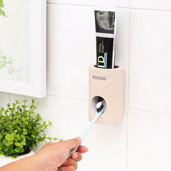 ECCO Автоматичен дозатор за паста за зъби Прахоустойчива изстисквачка за паста за зъби Водоустойчив държач за паста за зъби Стенен аксесоар за баня