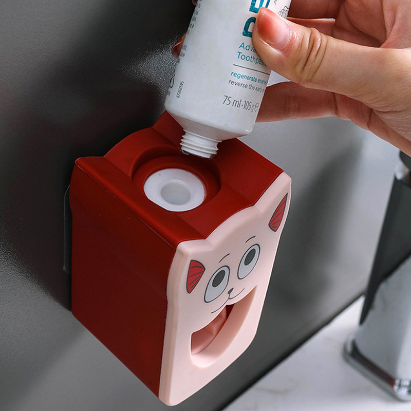 Automatinis dantų pastos dozatorius Dulkėms atsparus dantų šepetėlio laikiklis sieninis stovas Vonios kambario priedų rinkinys kačių dantų pastos spaustukas