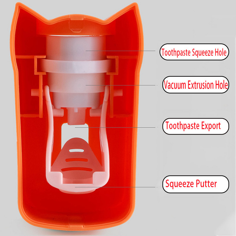 Automatinis dantų pastos dozatorius Dulkėms atsparus dantų šepetėlio laikiklis sieninis stovas Vonios kambario priedų rinkinys kačių dantų pastos spaustukas