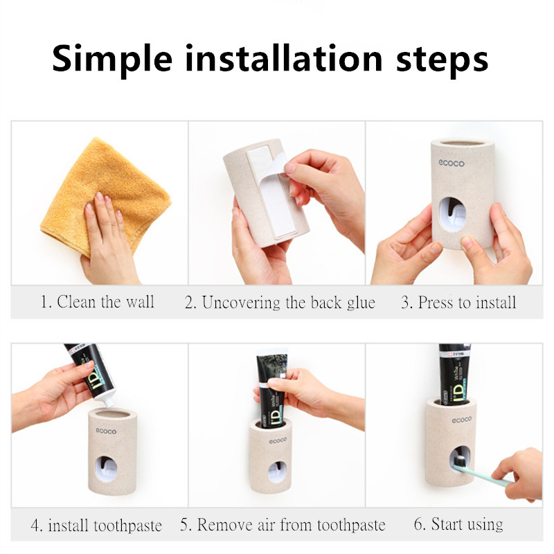 Novi automatski dozator paste za zube Otporan na prašinu Držač četkice za zube Stalak za zidni nosač Set kupaonskog pribora Cjedilo za pastu za zube