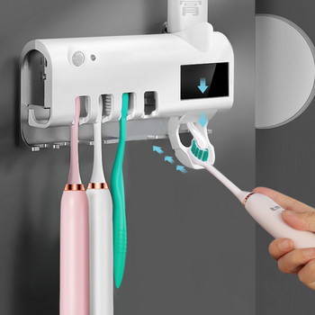 Стенен държач за четка за зъби Изстисквачка за паста за зъби Автоматичен дозатор за паста за зъби Комплект аксесоари за съхранение в банята