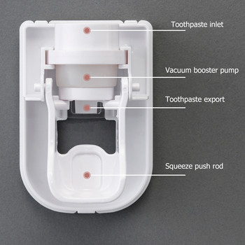 Автоматична поставка за изстисквачка за паста за зъби, самозалепваща се, монтирана на стена, държач за изстисквачка за паста за зъби, прахоустойчива, подвижна за домашна баня