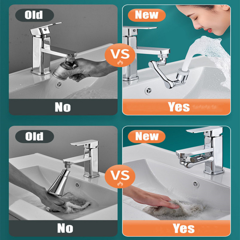 Robotska ruka za 1080° rotaciju, slavina, perlator, plastična fleksibilna slavina, filter za prskanje, kuhinjske slavine za umivaonik, mlaznica za mjehuriće