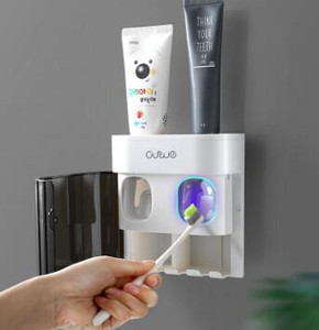 Automātiska zobu pastas spiede, ūdensnecaurlaidīga, mitrumizturīga, sienas stiprināma zobu pastas dozatora turētāja turētāja vannas istabas piederumi