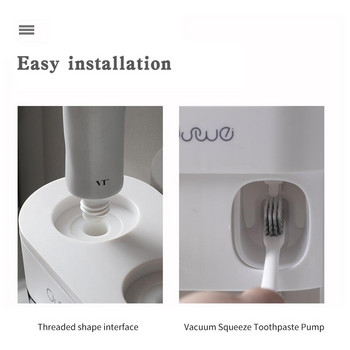 Автоматична изстисквачка за паста за зъби Водоустойчива Влагоустойчива Стенен държач за дозатор за паста за зъби Поставка Аксесоари за баня