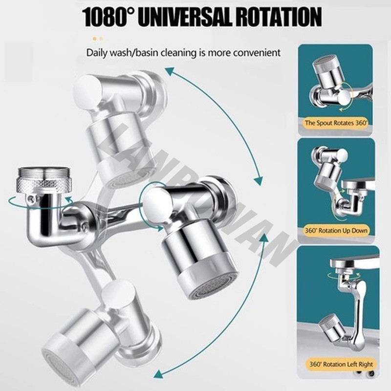 Univerzalna 1080° Dual Mode Extender slavina Perlator Plastična slavina Filter za prskanje Kuhinjske slavine za umivaonik Bubler Mlaznica Robotska ruka