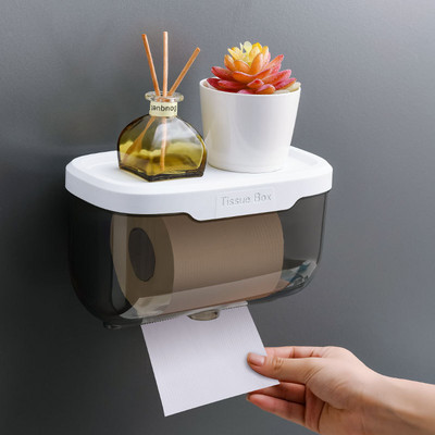 Кутия за държач за тоалетна хартия без пробиви Водоустойчива кутия за съхранение Стойка за съхранение на тоалетна хартия Хартиена кърпа Кухня Кутия за съхранение на баня